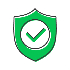 a shield with green tick icon