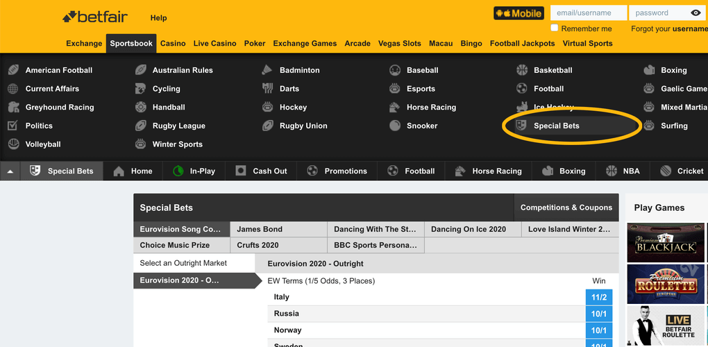 Eurovision betting games